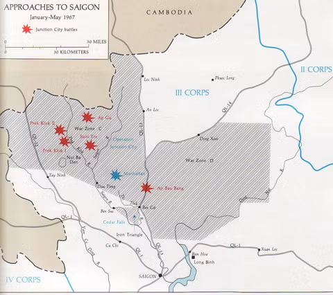 Bản đồ cuộc hành quân Juncition City. Ảnh: Wikipedia.