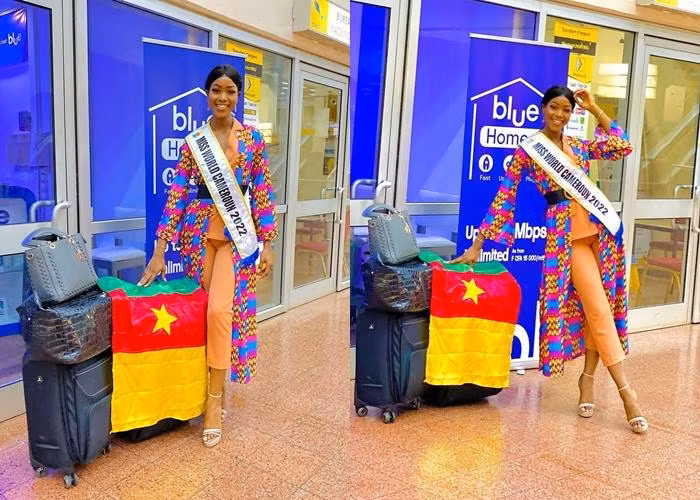 Người đẹp đến từ Cameroon - Audrey Monkam - tại sân bay khởi hành.