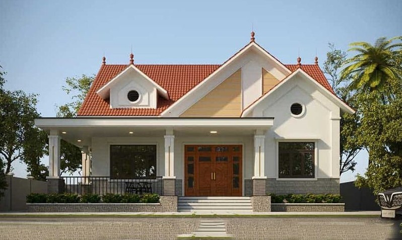 Mẫu nhà cấp 4, 3 phòng ngủ này có phối cảnh đơn giản, mộc mạc, toát lên sự bình yên chốn thôn quê