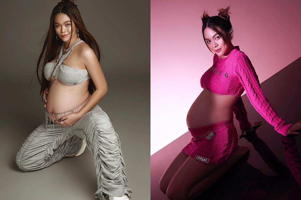 Mâu Thủy diện áo crop top (áo dáng ngắn) kèm quần cạp trễ. Á hậu Hoàn vũ Việt Nam 2017 nâng tầm phong cách bằng trang sức cùng lối trang điểm cá tính. Cách đeo nhiều vòng cổ, trang sức quấn quanh người (body chain) như Mâu Thủy (ảnh trái) hiện là xu hướng thịnh hành, được nhiều hãng mốt giới thiệu trong bộ sưu tập Thu - Đông 2023 (Ảnh: mauthuy_official).