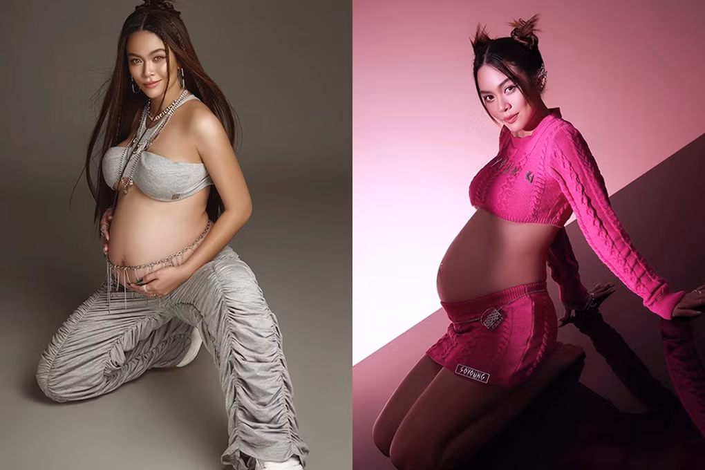 Mâu Thủy diện áo crop top (áo dáng ngắn) kèm quần cạp trễ. Á hậu Hoàn vũ Việt Nam 2017 nâng tầm phong cách bằng trang sức cùng lối trang điểm cá tính. Cách đeo nhiều vòng cổ, trang sức quấn quanh người (body chain) như Mâu Thủy (ảnh trái) hiện là xu hướng thịnh hành, được nhiều hãng mốt giới thiệu trong bộ sưu tập Thu - Đông 2023 (Ảnh: mauthuy_official).