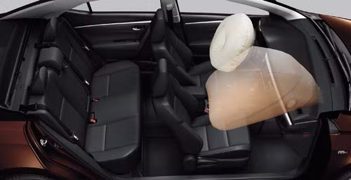 Hệ thống túi khí cho người lái và hành khách phía trước được hoạt động dựa trên các cảm biến đặt phía đầu xe để cảm nhận xung lực.