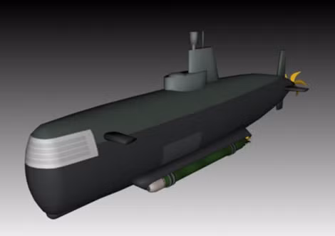 Ảnh đồ họa tàu ngầm mini lớp Yugo.