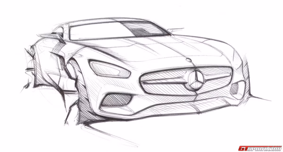 Phác thảo nắp capo Mercedes-Benz AMG GT Uncovered 2015.