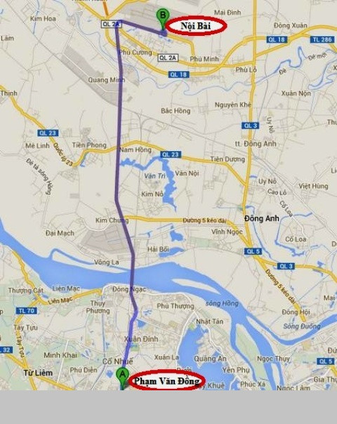 Từ Phạm Văn Đồng, đoàn đi thẳng lên sân bay Nội Bài. Khoảng cách từ trung tâm Hà Nội tới sân bay Nội Bài là khoảng 30km. Thông thường, xe lưu thông trên tuyến Hoàn Kiếm - Nội Bài mất khoảng 40 phút nhưng trong trường hợp này có thể là 2 tiếng