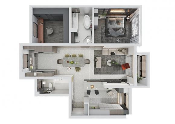 Can nha 130㎡, ba phong ngu va hai sanh cuc thoang dang