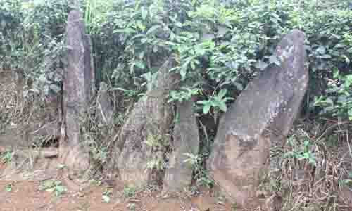 Những phiến đá quây quanh mộ.