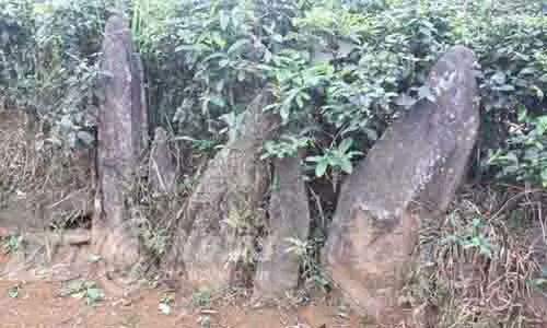 Những phiến đá quây quanh mộ.