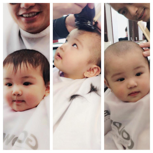 Chàng doanh nhân đưa con gái đi cắt tóc.