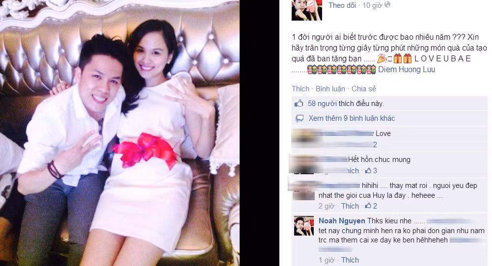 Chia sẻ của bạn trai Diễm Hương.