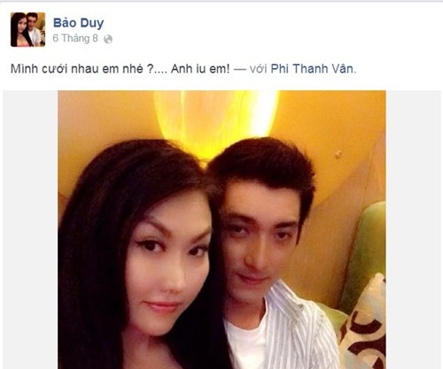 Đáp lại những lời ngọt ngào của tình trẻ, Phi Thanh Vân chia sẻ: "Ai cũng không hiểu. Chỉ có 2 người hiểu. Bảo Duy em yêu anh”. Cô cũng không ngại khẳng định với fan: "Chị sẽ cưới".