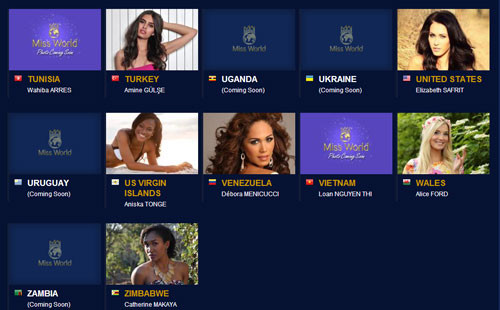 Tên của Nguyễn Thị Loan có trên trang chủ cuộc thi Hoa hậu thế giới.