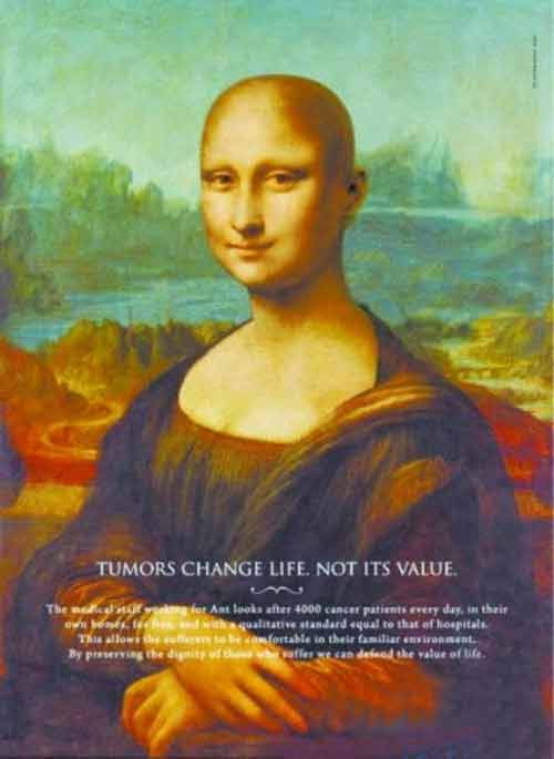 Nàng Monna Lisa có chiếc đầu trọc lốc như bệnh nhân ung thư.