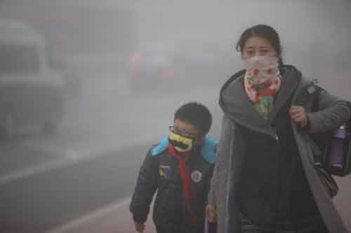 Tình trạng khói bụi ở thành phố thành phố Trường Xuân, tỉnh Cát Lâm, Trung Quốc, hôm 21/10 vừa qua.
