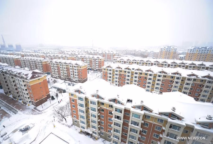  Tuyết phủ trắng xóa thành phố Trường Xuân.