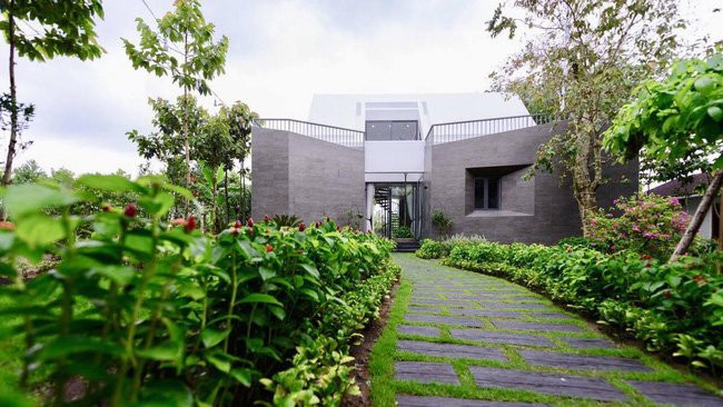  Buổi tối đi dạo trong vườn, cây cối vô cùng bắt mắt với ánh sáng hắt đèn dãy đèn nháy, khiến cho không gian càng thêm phần lung linh, huyền ảo.