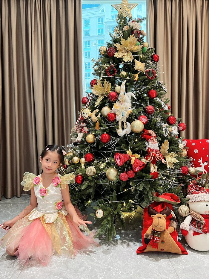 ây thông Noel lớn giữa phòng khách đủ mang lại một không khí Giáng sinh ấm áp cho gia đình.