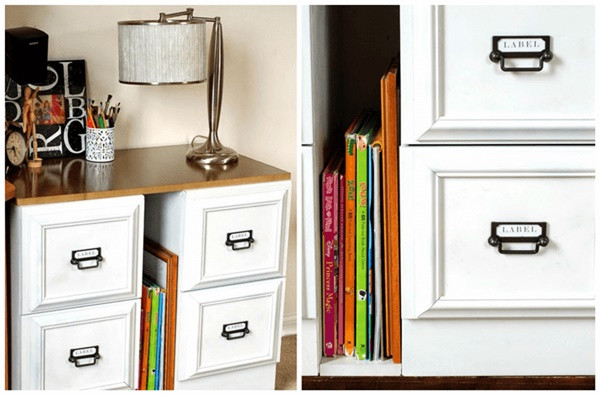  10. Làm đẹp tủ đồ: Chiếc tủ hồ sơ của bạn trông đã cũ nhưng bạn lại chưa nghĩ ra cách để làm mới. Hãy sử dụng vài khung ảnh cũ để trang trí, nó sẽ giúp tủ hồ sơ của bạn sang trọng lên trông thấy.