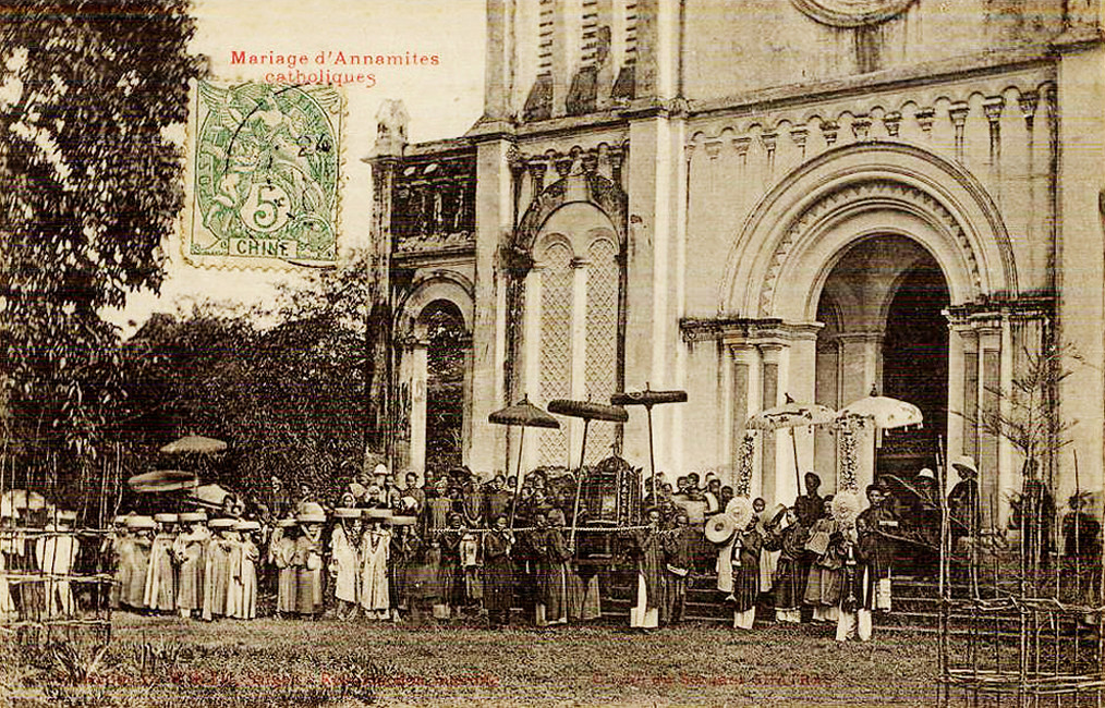 Đám cưới của người Công giáo tại nhà thờ Chính tòa Bà Rịa (Bà Rịa - Vũng Tàu) đầu thế kỷ 20.