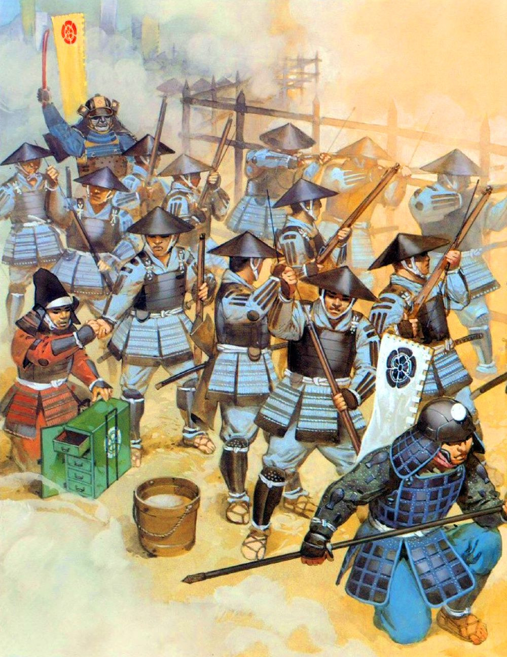 Ví dụ điển hình cho sự hiệu quả của những khẩu súng hỏa mai là trận Nagashino năm 1575. Trong trận này, 3000 xạ thủ của tộc Oda đứng ở một bên bờ sông và dùng những tấm chắn bằng gỗ để ngăn cản kị binh và bộ binh của gia tộc Takeda vượt sang từ bờ bên kia.