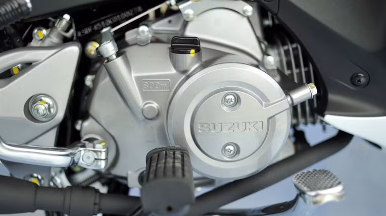 Hệ thống giảm xóc trước dạng Telescopic, lò xo trụ, giảm chấn thủy lực, trong khi giảm xóc sau dạng gắp. Trong khi đó, hệ thống phanh được trang bị cho phiên bản côn tay là phanh đĩa trước và sau, còn phiên bản côn tự động là phanh đĩa trước, phanh đùm sau. Suzuki Axelo bản côn tay 2 đĩa được bán với giá 25,99 triệu đồng (đã bao gồm VAT).