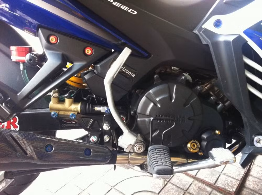 Nắp nhớt Rizoma, ốp pô cũng được bọc carbon fiber.