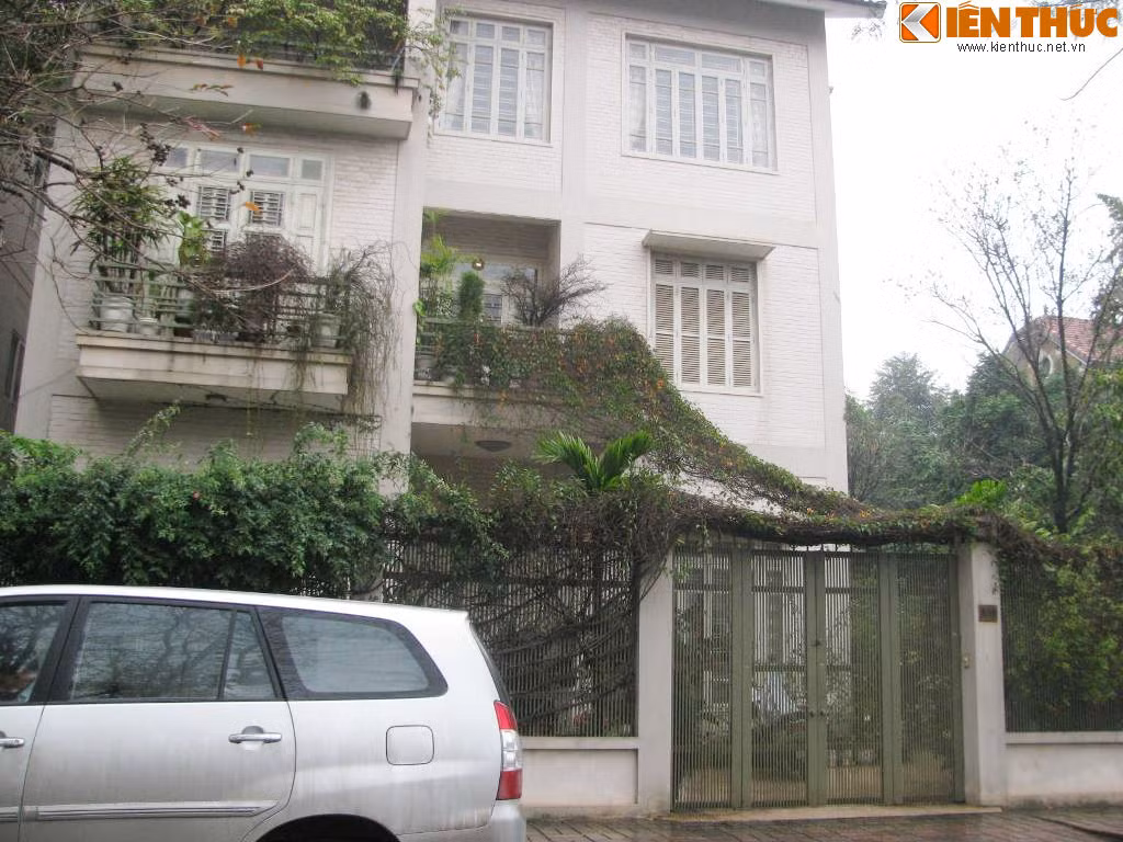 Biệt thự xây theo kiểu hình khối kiên cố với dàn dây leo chằng chịt, giảm bớt đi vẻ khô cứng của ngôi nhà.