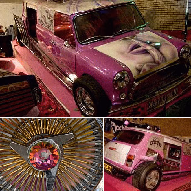 The Million Euro Mini với giá 1,35 triệu USD. Đây là chiếc Mini Cooper đắt nhất thế giới. Xe thuộc sở hữu của công chúa Kazakhstan, Regina Abdurazakova. Xe được trang bị tivi 47 inch, 30 cảm biến, 20 camera và được phủ bằng 1 triệu viên pha lê Swarovski. Ở trung tâm của 4 vành bánh xe là 1 viên pha lê cỡ lớn.