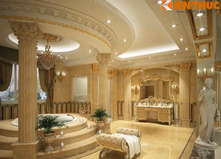 Khoảng cách của hệ thống cột trụ được thiết kế hợp lý, tạo không gian mở, cảm giác bề thế và vững chãi cho ngôi nhà.