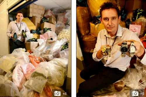 Lô hàng hiệu fake khổng lồ đã bị thu giữ.