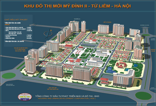 UBND TP Hà Nội còn cho rằng, HUD xây dựng công trình trái phép trên ô đất ký hiệu CC3A, B, C trong Khu đô thị mới Mỹ Đình 2 (Từ Liêm, Hà Nội). Ảnh: Phối cảnh dự án Khu đô thị mới Mỹ Đình 2 của HUD.