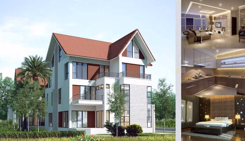 Những hình ảnh rao bán của biệt thự 1,6 tỷ đồng. Ảnh: website của dự án.