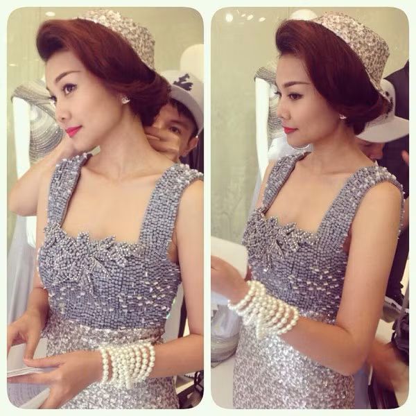 Ảnh của Thanh Hằng sau tai nạn ô tô khi chuẩn bị cho vai diễn của mình trong phim.