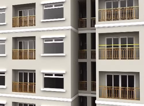 Phối cảnh căn hộ mạ vàng lan can.