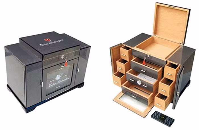 Thứ kỳ lạ nhất từng được phép dùng nhãn hiệu Lamborghini là tủ đựng xì gà có tên humidor - một thiết bị để giữ tất cả xì gà của bạn trong tình trạng hoàn hảo nhất.