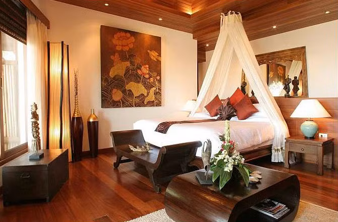 Phòng ngủ cùng tông màu cho cảm giác ấm áp.