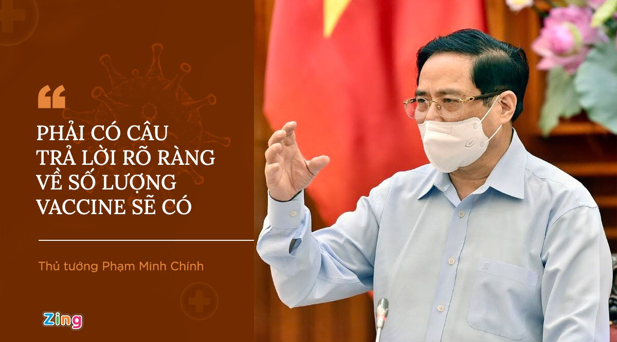 Luôn thể hiện thái độ quyết liệt và cụ thể trong các chỉ đạo, Thủ tướng Phạm Minh Chính lưu ý nếu không có giải pháp thần tốc, quyết liệt, mạnh mẽ trong chống dịch sẽ phải gánh hậu quả khôn lường, trả giá rất đắt. Thủ tướng yêu cầu Bộ Y tế phải có câu trả lời rõ ràng về số lượng vaccine sẽ có theo ngày tháng cụ thể trong thời gian tới. Bộ Ngoại giao chủ động, tích cực tham gia vào quá trình tìm kiếm nguồn cung vaccine phòng dịch.