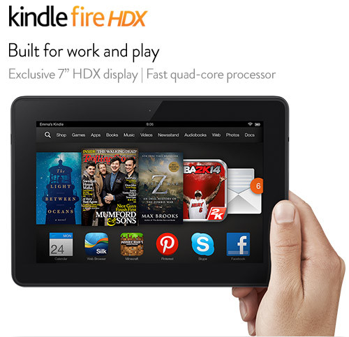 Đại diện tiếp theo của những tablet cỡ nhỏ mỏng và nhẹ nhất lại là một đại diện đến từ Amazon. Chiếc Kindle Fire HDX 7. Giữ vững định hướng kinh doanh, Amazon trình làng HDX 7 inch với mức giá khá hời (khoảng 4,87 triệu đồng) cùng với rất nhiều “bảo bối” đi kèm. Thiết bị này dày khoảng 8,9mm với cân nặng bằng với đối thủ Nexus 7 (299,4g).