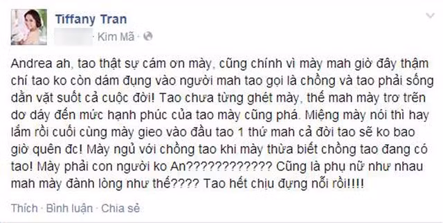 Status thể hiện sự bức xúc của Quỳnh Trâm.
