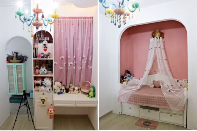 Can ho vintage voi mau chu dao xanh, hong xinh nhu nha cho bup be-Hinh-8