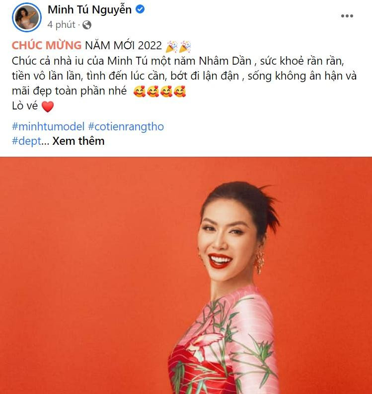 ỹ nhân Việt Minh Tú gửi lời chúc với phần gieo vần đặc sắc.