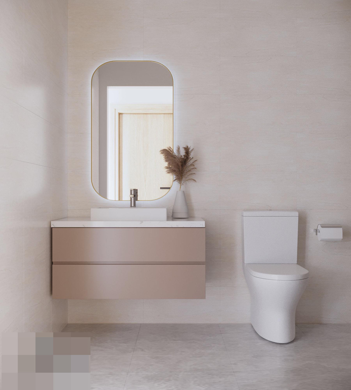 Vệ sinh chung ở phòng khách.