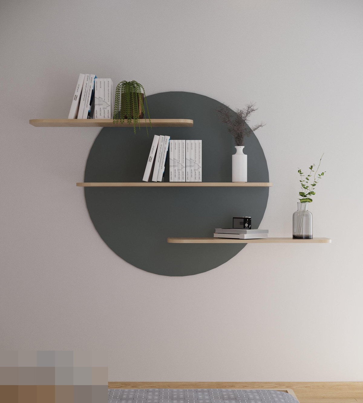 Họa tiết hình tròn điểm xuyết tại một số vị trí tăng độ mềm mại cho nhà.