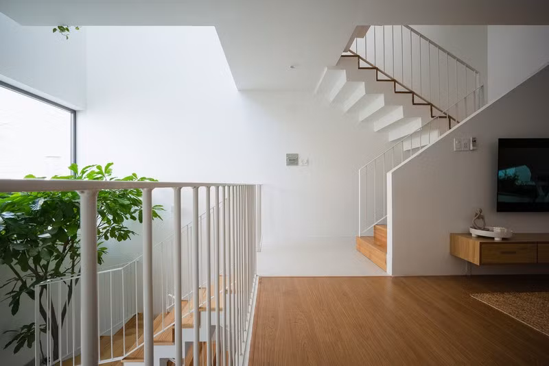 Tầng lửng là không gian của phòng khách.
