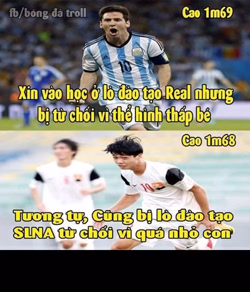 Không muốn tung hô, khen ngợi một cách mù quáng về tài năng của Công Phượng, nhưng người hâm mộ vẫn phát hiện ra những điểm tương đồng giữa Công Phượng và một số ngôi sao bóng đá thế giới. Người ta gọi Công Phượng là "Messi Việt Nam" cũng có lý do, Messi từng bị lò đào tạo của Real loại vì quá nhỏ bé, Công Phượng bị lò đào tạo SLNA từ chối vì quá "mỏng cơm".