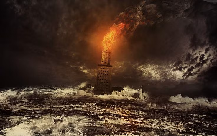 Sau hơn 1.500 năm tồn tại, hải đăng đã bị phá huỷ nặng nề bởi hai trận động đất lớn trong thế kỷ 14.