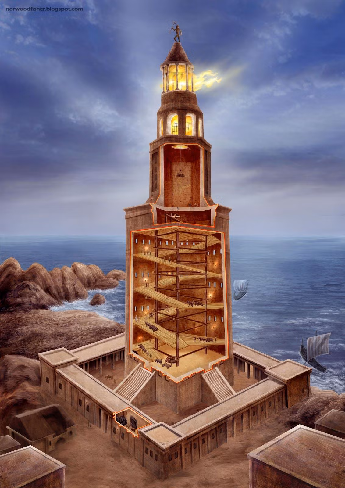 Theo các nhà nghiên cứu, chiều cao của hải đăng dao động từ 120 đến 140 mét, tương đương một tòa nhà 30-40 tầng hiện đại.