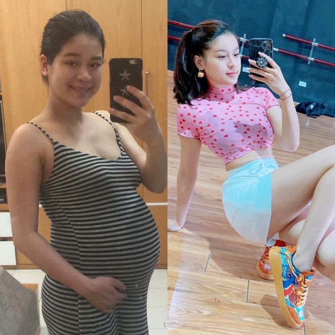 Nguoi phu nu giam 16 kg sau khi sinh con