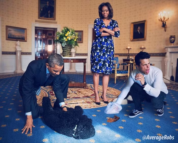 Nhưng khi đến Nhà Trắng để phục vụ thú cưng của Tổng thống Obama, "thánh photoshop" Average có lẽ sẽ nuối tiếc công việc tại nhà của ông Trump.