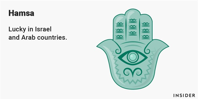 ##sc### Bàn tay Hamsa: Đây là một loại bùa hộ mệnh cổ xưa có hình bàn tay, tượng trưng cho may mắn và những điều tốt lành ở Israel và các nước Arab. Bàn tay Hamsa thường được sử dụng trong trang trí nhà ở, nơi công cộng và cả văn phòng để tránh con mắt của quỷ dữ. Biểu tượng này được cho là có nguồn gốc từ nền văn minh Lưỡng Hà cổ xưa. 